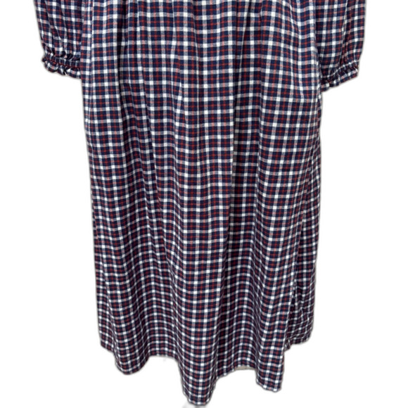 NWT J. Crew Flannel Smocked Square Neck Dress Red Blue Plaid Size Medium Petite - Picture 4 of 7